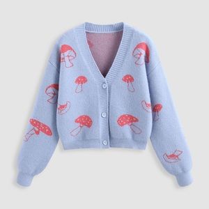 Cider Mushroom Pattern Cardigan Size Medium
